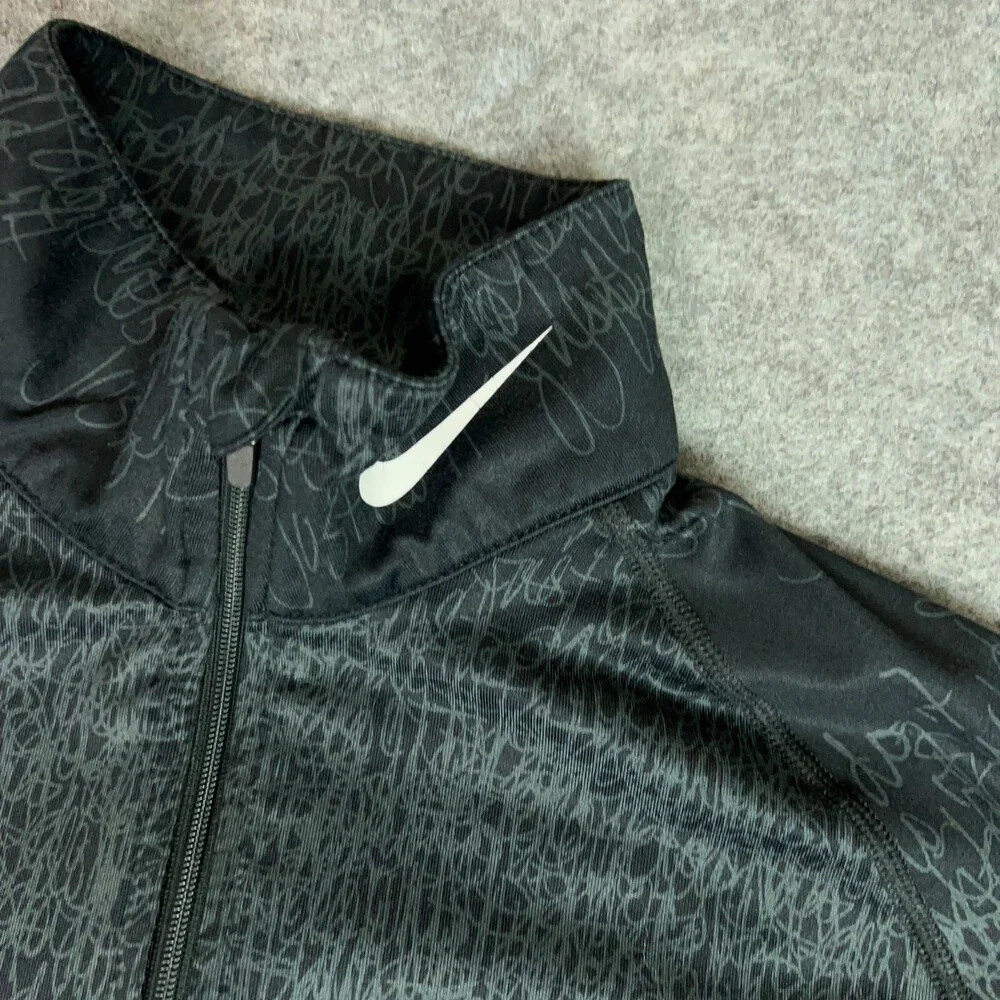 Nike Womens Pullover Large Black Gray Performance‎ Therma Fit Swoosh Athleisure